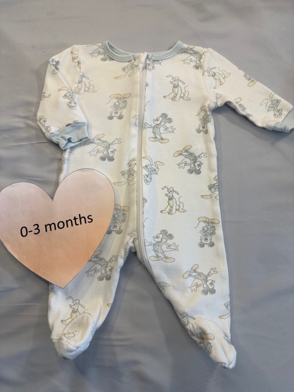 Disney Baby Light Blue Mickey & Friends Footed One-Piece